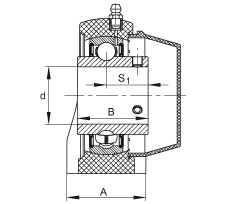 直立式軸承座單元 RASEY35-TV-VA, 塑料軸承座，內(nèi)圈帶平頭螺釘?shù)耐馇蛎媲蜉S承，耐腐蝕設(shè)計(jì)，R密封