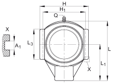 吊裝式軸承座單元 RTUEY50-TV-VA, 塑料軸承座，內(nèi)圈帶平頭螺釘?shù)耐馇蛎媲蜉S承，耐腐蝕設(shè)計(jì)，R 型密封